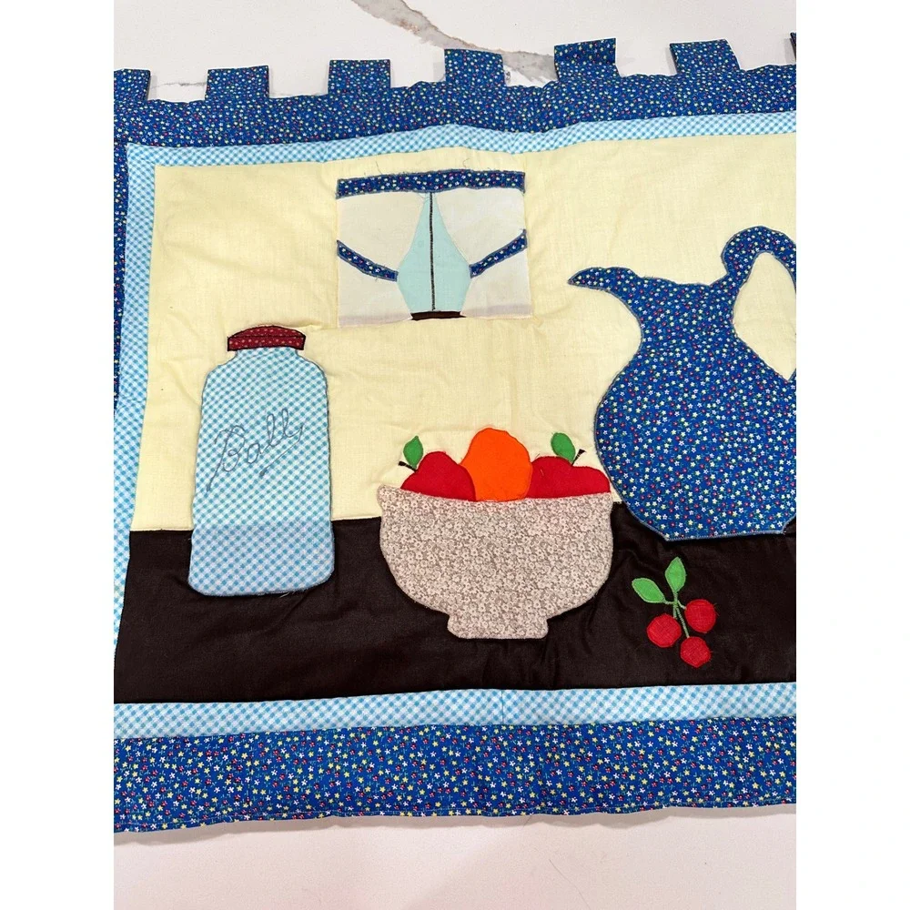 Vintage Handmade Quilted Wall Hanging Folk Art Kitchen Still Life Ball Jar 28x24